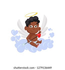   cupid waving hand illustration. Kid, love, romantic, love fishing. Saint Valentines Day concept. Vector illustration can be used for topics like romantic, love, celebration, greeting card 
