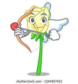 Cupid white rose in the shape cartoon
