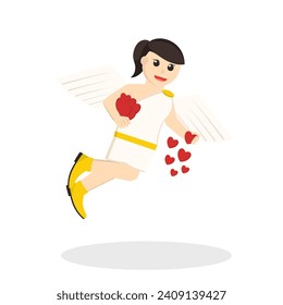 Cupid woman Spearding Love design character on white background