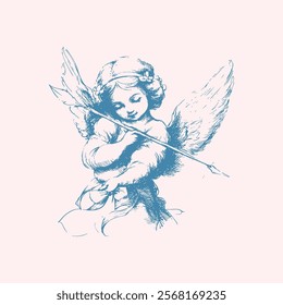 Cupids angel of love png sketch clipart. Vector illustration of cherubs, baby angels, classic whimsical graphics