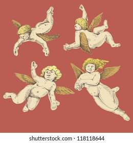 Cupids. Angels, vector illustration