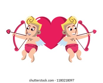 Cupids with archs on heart