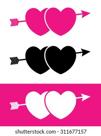 Cupids Arrow Heart Set - Vector