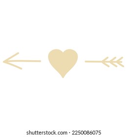 La flecha de Cupido con el corazón. Ilustración plana del vector