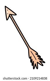Cupid's arrow icon, vector doodle illustration sticker.