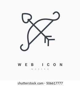 Cupid's arrow isolated single linear icon for websites and mobile minimalistic flat design.