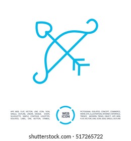 Cupid's arrow isolated single linear icon for websites and mobile minimalistic flat design.