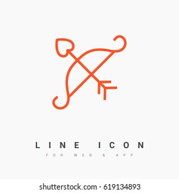 Cupid's arrow line vector icon