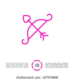 Cupid's arrow line vector icon