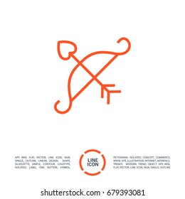 Cupid's arrow line vector icon