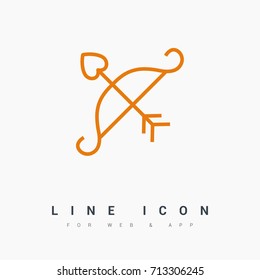 Cupid's arrow line vector icon