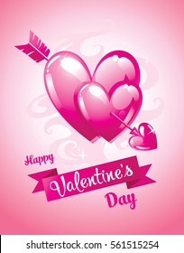 Cupid's arrow pierced two hearts