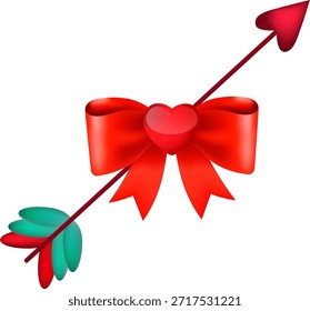Flecha de Cupido con un arco rojo y un corazón