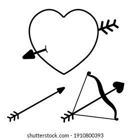 Cupids arrow symbol. Vector illustration.