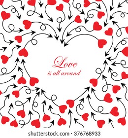 Cupid's arrows and heart,  vector illustration background.