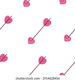Cupid's arrows seamless pattern on white background. Cute arrows background for Valentine's Day