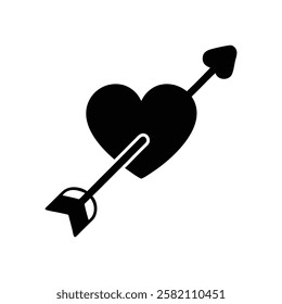 Cupids arrows vector illustration. Cupid's Arrow Pierces a Heart Icon.