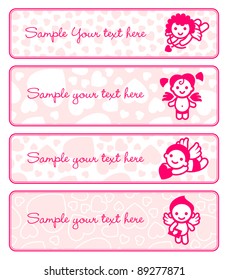Cupids banner set, collection angels