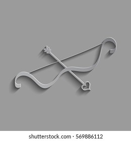 Cupid's bow with arrow on a gray background