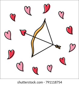 Cupid's Bow and Arrow for Valentine's Day Love Graphic Vector Illustration