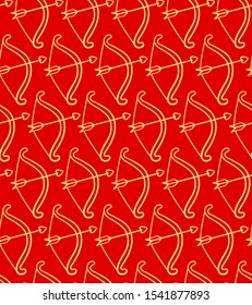 Cupid's bow and arrow yellow line pattern