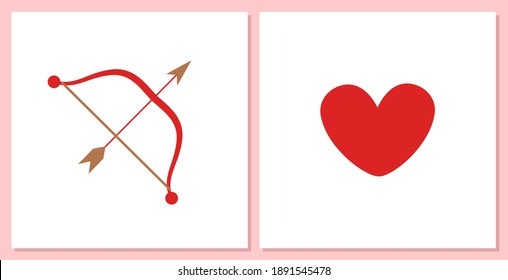 Cupid's bow and arrows, heart. Illustration Valentine's Day.