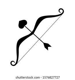 Cupid's bow icon black isolated on white background. Valentine's Day. Vector stock illustration.