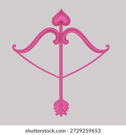 Ícone do Arco do Cupido. Conceito do dia dos namorados. Flecha com coração. Ícone de amor.3d Render