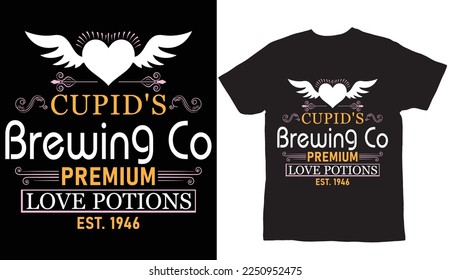 Cupid's brewing co premium love potions valentines day t-shirt design