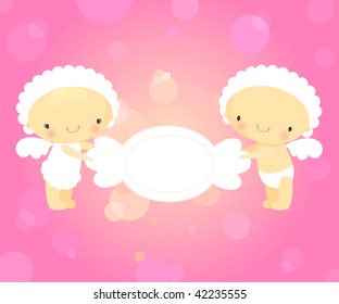 Cupids with candy banner