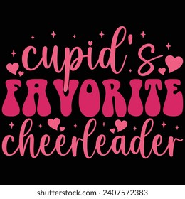  Cupid's Favorite Cheerleader Retro Gift Valentine Day T-shirt Design