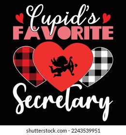 cupid's favorite secretary valentine t shirt