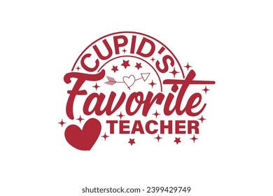 El profesor favorito de Cupido, Valentine, diseño de camisetas. Diseño retro de camisetas de San Valentín