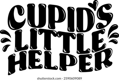 cupids little helper valentines day quote black vector graphic design file 