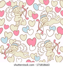 cupids seamless pattern for Valentine's Day