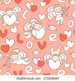 cupids seamless pattern for Valentine's Day