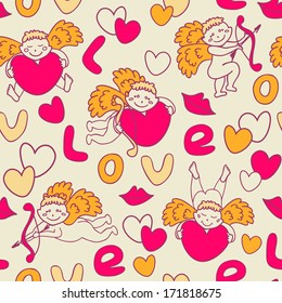 cupids seamless pattern for Valentine's Day