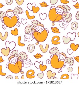 cupids seamless pattern for Valentine's Day
