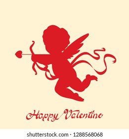 Cupids, the symbol of love, Valentine's Day, Cupid love silhouette ancient mythology fantasy, Valentines Day Card Wedding card vector illustration.