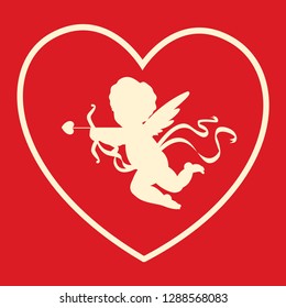Cupids, the symbol of love, Valentine's Day, Cupid love silhouette ancient mythology fantasy, Wedding card vector illustration.