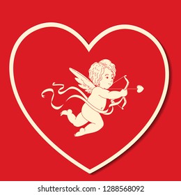 Cupids, the symbol of love, Valentine's Day, Cupid love silhouette ancient mythology fantasy, Wedding card vector illustration.