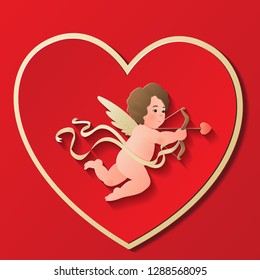 Cupids, the symbol of love, Valentine's Day, Cupid love silhouette ancient mythology fantasy, Wedding card vector illustration.