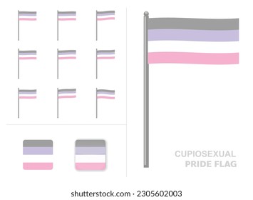 Cupiosexual Pride Flag Waving Animation App Icon Vector
