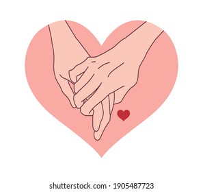 Cuple holding hands.Romantic love vector illustration on white background.Saint Valentine's day vector set.