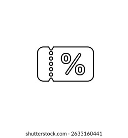 Cupon or Voucher line icon isolated on white background.