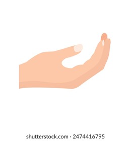 Cupped hand flat icon design vector illustration, isolated on white background