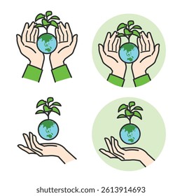 Cupped Hand Vector – Support and Care Icons. A simple cupped hand illustration symbolizing protection and care. Includes icons like hearts, coins, and houses. Great for logos, ads, and websites.