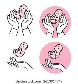 Cupped Hand Vector – Support and Care Icons. A simple cupped hand illustration symbolizing protection and care. Includes icons like hearts, coins, and houses. Great for logos, ads, and websites.