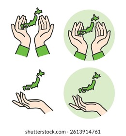 Cupped Hand Vector – Support and Care Icons. A simple cupped hand illustration symbolizing protection and care. Includes icons like hearts, coins, and houses. Great for logos, ads, and websites.