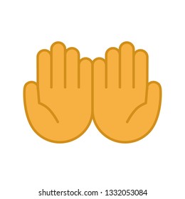 Cupped hands color icon. Palms up together emoji. Begging gesturing. Islam praying hands. Isolated vector illustration